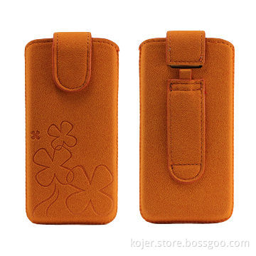 Leather Phone Pouch, Suitable for iPhone 5, Made of PU Leather and Retractable Pull-tab